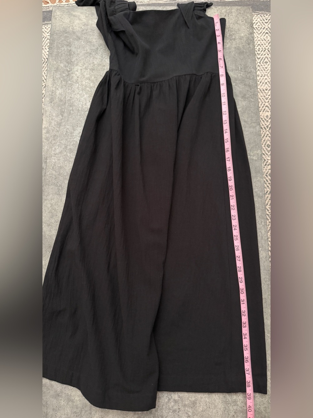 H&M Black Open-Back Tie Poplin Dress - Square Neck - Size S/M - Picture 7 of 8